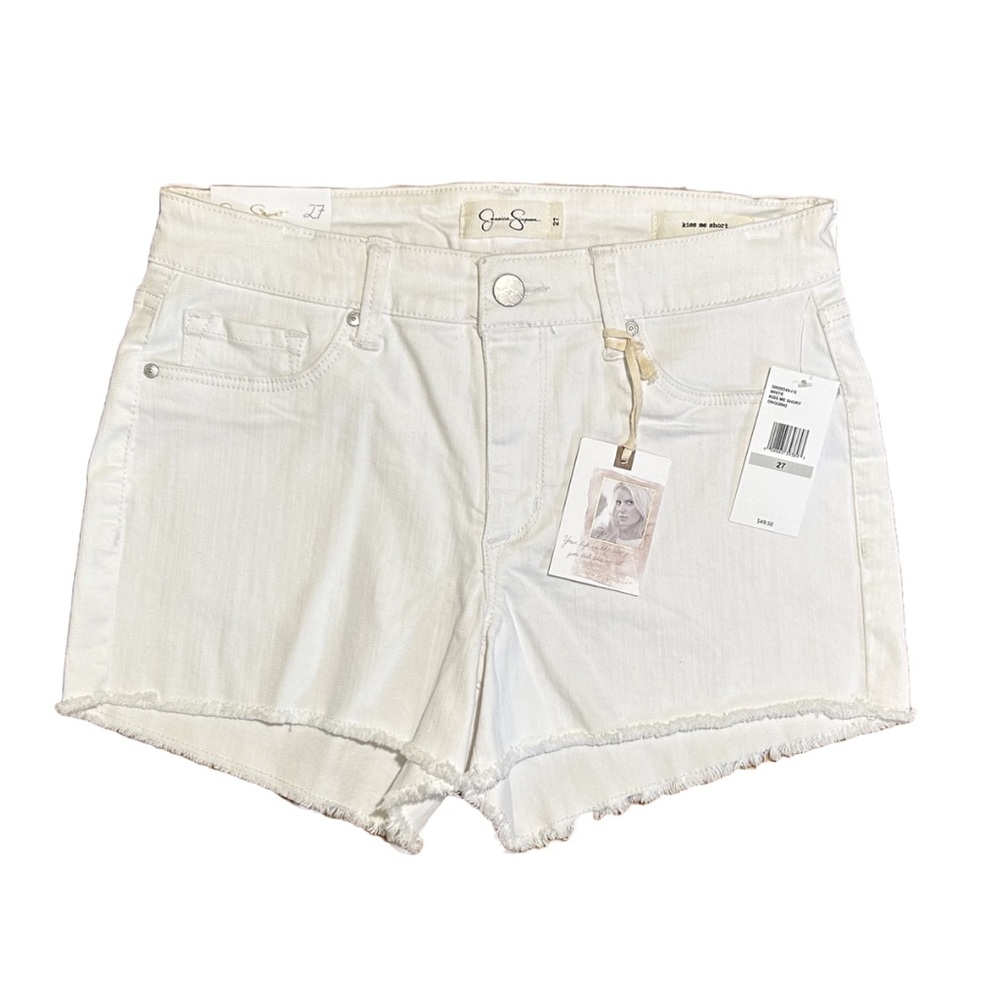 Jessica Simpson Women’s White Kiss Me Cut Off Denim Jean Shorts
